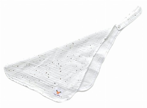 Zawieszka muślinowa TULAK 38x28 cloud dancer biały krem w złote kropki