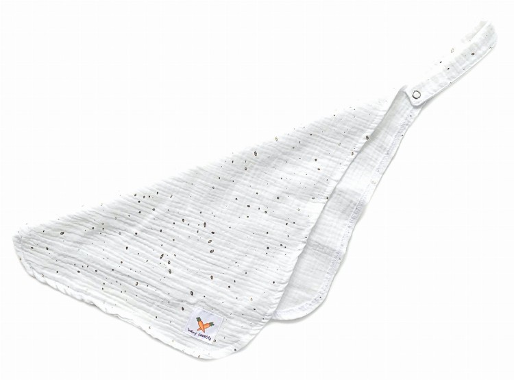 Zawieszka muślinowa TULAK 38x28 cloud dancer biały krem w złote kropki