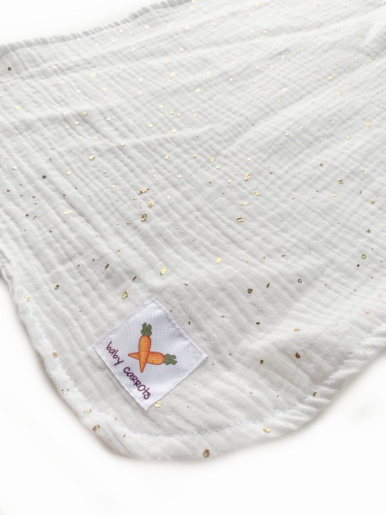 Zawieszka muślinowa TULAK 38x28 cloud dancer biały krem w złote kropki