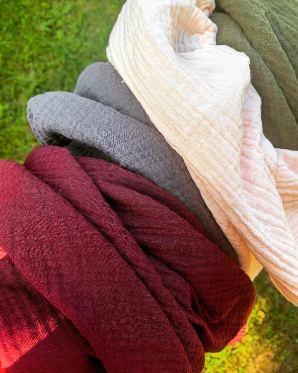 Prześcieradła muślinowe 80x40 bordo, szary, zielony