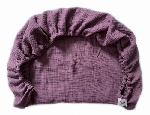 Prześcieradło-muślinowe-z gumką-do-wózka-gondoli-80x40-fioletowe