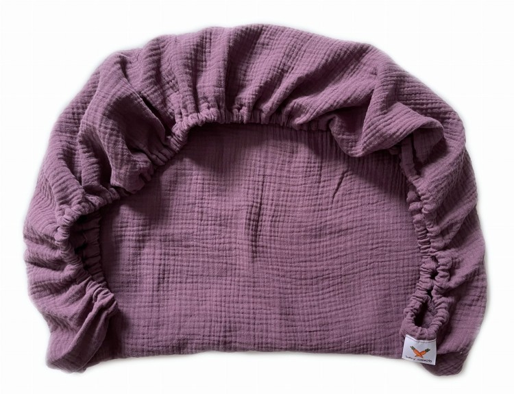 Prześcieradło-muślinowe-z gumką-do-wózka-gondoli-80x40-fioletowe