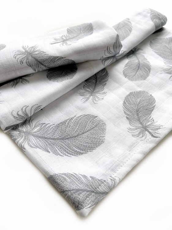 Zestaw pieluszek muślin bawełniany 2 szt 70x80 cm piórka