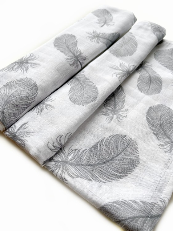 Zestaw pieluszek muślin bawełniany 2 szt 70x80 cm piórka