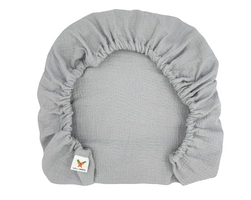 Prześcieradło-muślinowe-z gumką-do-dostawki-90x50-szare