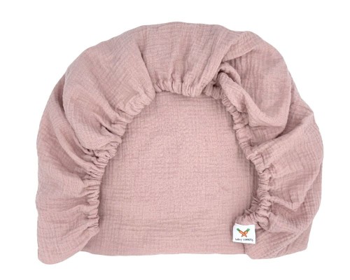 Prześcieradło-muślinowe-z gumką-do-dostawki-90x50-sepia-zgaszony-róż