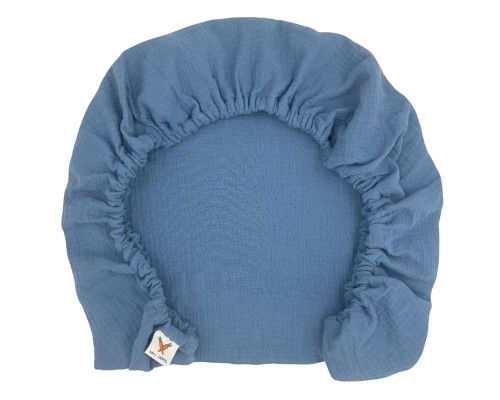 Prześcieradło-muślinowe-z gumką-do-wózka-gondoli-80x40-denim-zgaszony-niebieski