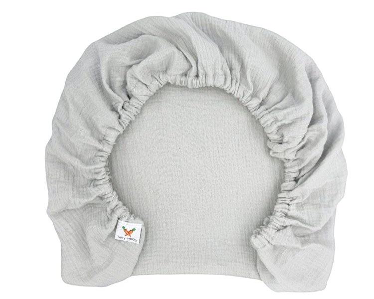 Prześcieradło-muślinowe-z gumką-do-wózka-gondoli-80x40-jasne-szare