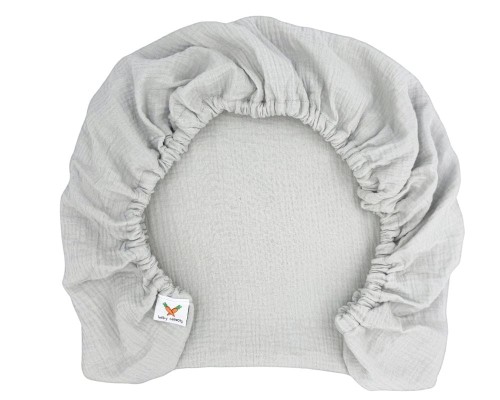 Prześcieradło-muślinowe-z gumką-do-dostawki-90x50-jasne-szare