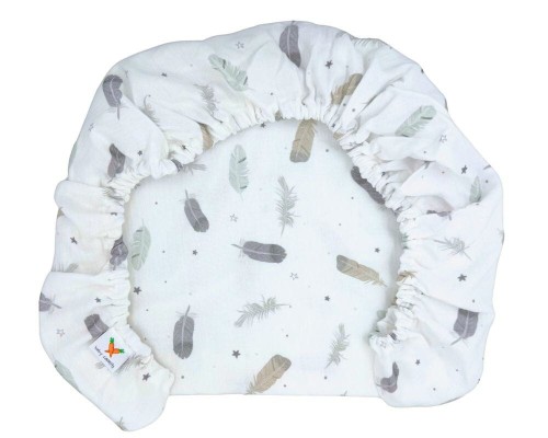 Prześcieradło-muślinowe-z gumką-do-dostawki-90x50-białe-w-piórka