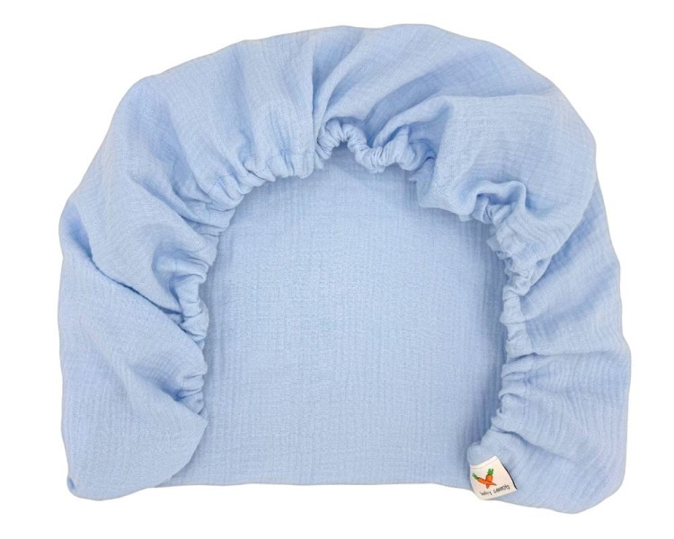 Prześcieradło-muślinowe-z gumką-do-wózka-gondoli-80x40-niebieskie