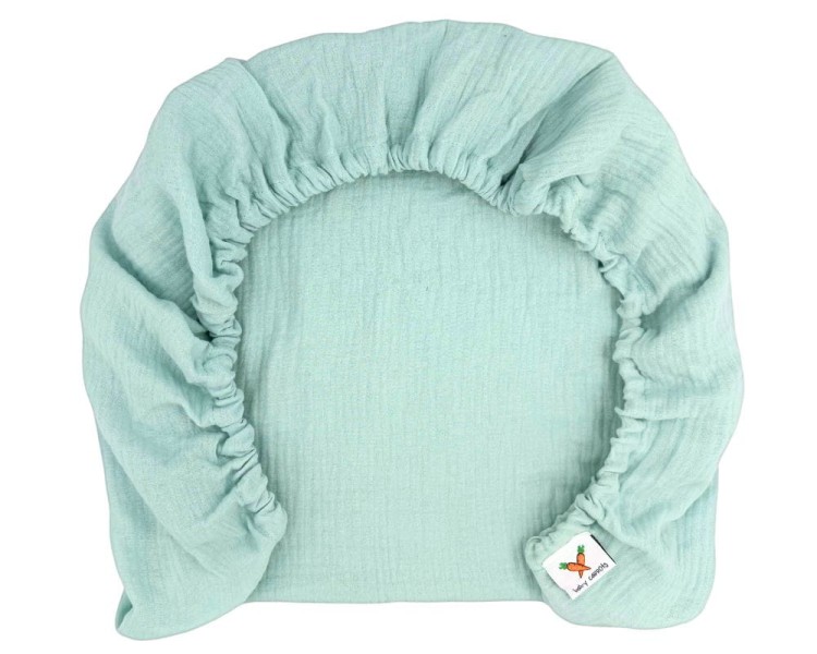 Prześcieradło-muślinowe-z gumką-do-dostawki-90x50-miętowe