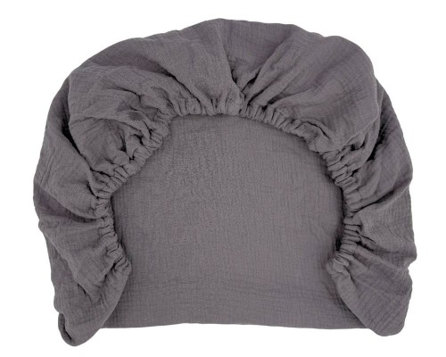 Prześcieradło-muślinowe-z gumką-do-dostawki-90x50-grafitowe-ciemne-szare