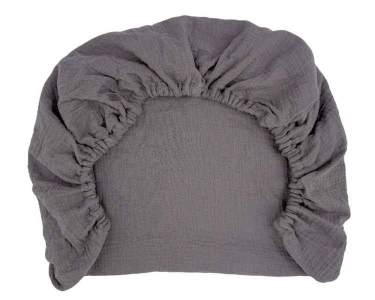 Prześcieradło-muślinowe-z gumką-do-wózka-gondoli-80x40-ciemny-szary-grafit