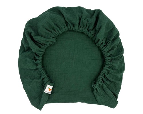 Prześcieradło-muślinowe-z gumką-do-dostawki-90x50-ciemna-butelkowa-zieleń