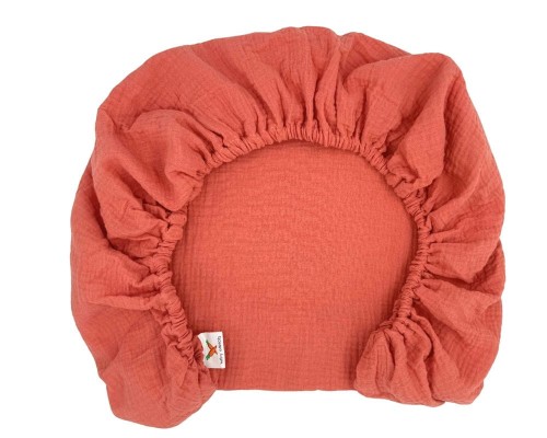 Prześcieradło-muślinowe-z gumką-do-dostawki-90x50-brzoskwiniowe-pomarańczowe