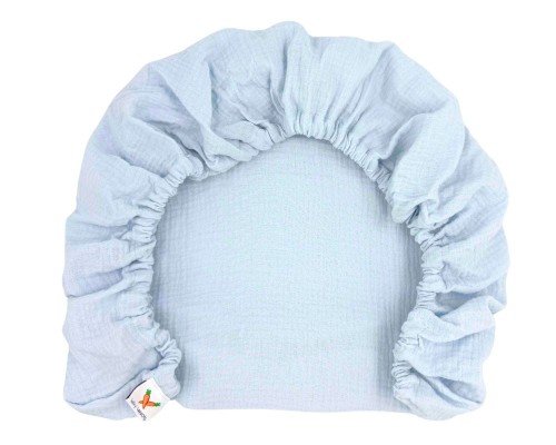 Prześcieradło-muślinowe-z gumką-do-wózka-gondoli-80x40-jasny-błękit