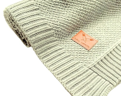 kocyk beżowy dziany bawełniany