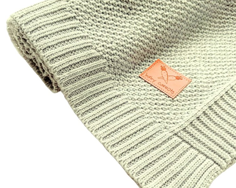 kocyk beżowy dziany bawełniany