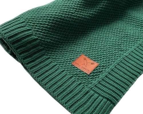 kocyk dziany bawełniany  ciemna zieleń