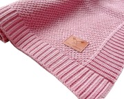 kocyk dziany bawełniany różowy wrzosowy