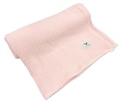 kocyk bawełniany wafelkowy różowy