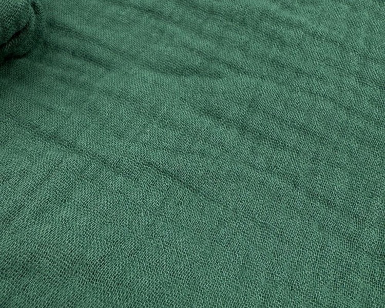 Prześcieradło-muślinowe-z-gumką-160x80-ciemna-butelkowa-zieleń-materiał
