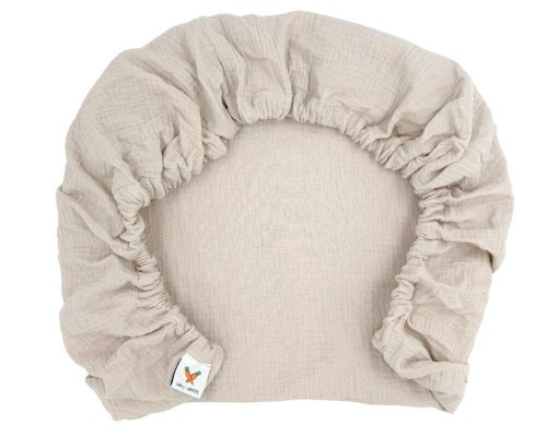 Prześcieradło-muślinowe-z gumką-do-dostawki-90x50-naturalne-beżowe