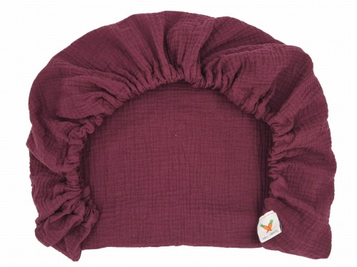 Prześcieradło-muślinowe-z gumką-do-wózka-gondoli-80x40-burgundowe