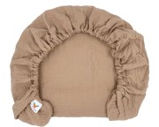 Prześcieradło-muślinowe-z gumką-do-wózka-gondoli-80x40-jasny-brąz