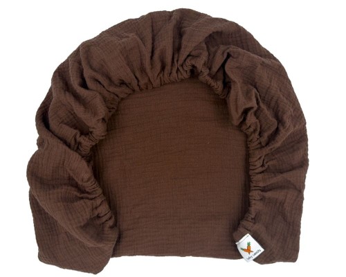 Prześcieradło-muślinowe-z gumką-do-dostawki-90x50-ciemny-brąz