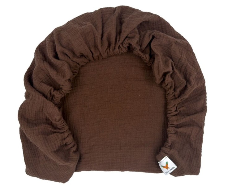 Prześcieradło-muślinowe-z gumką-do-dostawki-90x50-ciemny-brąz