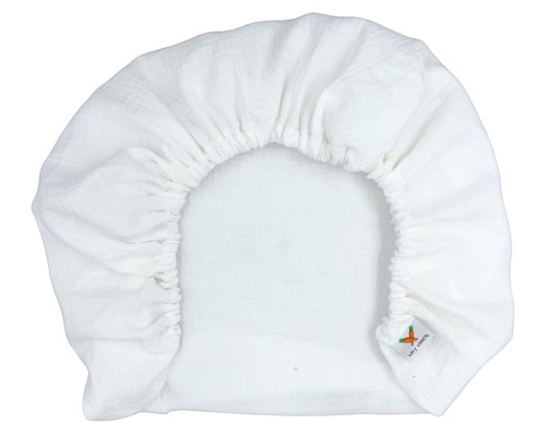 Prześcieradło-muślinowe-z gumką-do-wózka-gondoli-80x40-białe